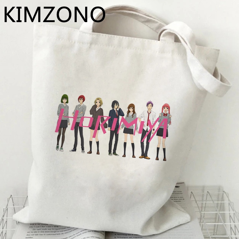 Horimiya กระเป๋าช้อปปิ้ง ผ้าฝ้าย แบบพับได้ ใช้ซ้ําได้ ZMTU ราคา ถูกที่สุด ดีลบีเคเค แกลเลอรีภาพที่ 4