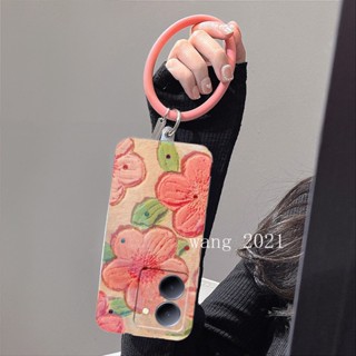 พร้อมส่ง ใหม่ เคสโทรศัพท์มือถือนิ่ม ลายดอกไม้ ประดับพลอยเทียม แวววาว พร้อมสายคล้องข้อมือ ทรงกลม สําหรับ VIVO Y36 Y78 4G 5G Y02T Y02A Y36 5G