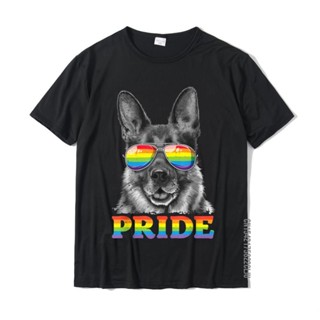 [S-5XL]การออกแบบเดิมข้อเสนอพิเศษ German Shepherd Gay Pride LGBT Rainbow Flag Sungles LGBTQ T-Shirt Gift Top T-Shirts For