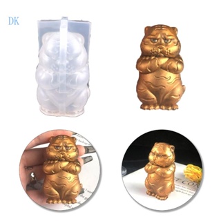 Dk แม่พิมพ์เทียน อีพ็อกซี่เรซิ่น รูปเสือ 3D สําหรับตกแต่งบ้าน DIY