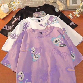 Korean Girls Short Sleeve T-Shirt Cute Cartoon Print Loose Breathable (90-150cm)