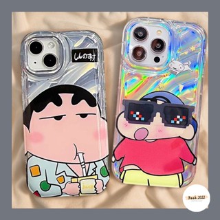 เคสโทรศัพท์มือถือแบบนิ่ม ลายชินจัง 3D พร้อมช่องใส่บัตรเลเซอร์ หรูหรา สําหรับ IPhone 6 6s 7 8 Plus XR 11 12 14 13 Pro MAX X XS MAX SE 2020