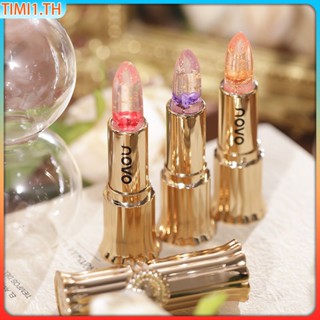 Novo Flower Crystal Temperature Color Changing Lipstick Lip Plumper Oil Transparent Moisturizing Long Lasting Jelly Lip Balm Lip Care | เวลา1