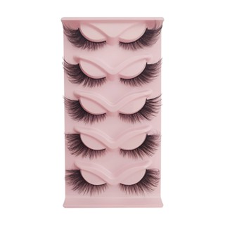 5 Pairs Reusable Soft Extension Eye Makeup Cosplay 3D Black Wispy Natural Look Dramatic False Eyelashes