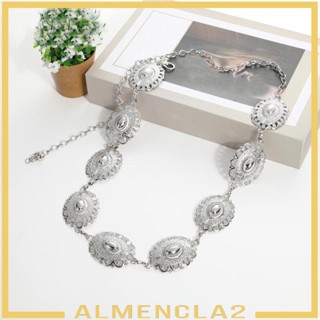 [Almencla2] เข็มขัดโซ่โลหะ ทรงวงรี ปรับได้ ใส่สบาย ทนทาน