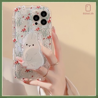 เคสโทรศัพท์มือถือ กันกระแทก ลายการ์ตูนกระต่าย พร้อมขาตั้ง สําหรับ Iphone 11 14 Pro Max 12 Pro 13 Pro Max