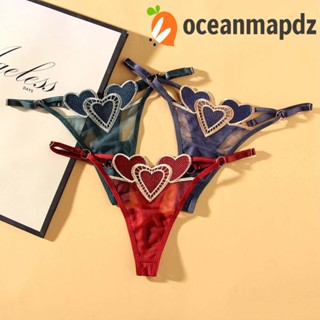 OCEANMAPDZ กางเกงชั้นใน เอวต่ํา ปักลายหัวใจ ระบายอากาศ สีพื้น ปรับได้