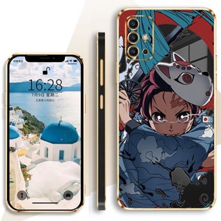 เคสโทรศัพท์มือถือ ซิลิโคนนิ่ม ขอบตรง ลาย Demon Slayer Tanjiro หรูหรา สําหรับ Samsung Galaxy A14 A04 A54 5G A04E M51 M53 M23 M32 M21 A03 Core