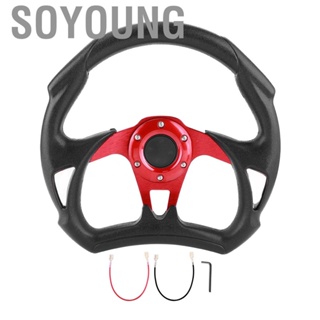 Soyoung 320mm/12.5in Sport Steering Wheel PVC Leather Stitches with Horn Button Universal Car Modified Parts