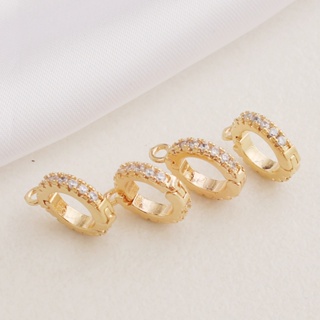 จี้หัวเข็มขัด ทองแดง 14K ฝังเพทาย ทรงกลม อุปกรณ์เสริม สําหรับเชื่อมต่อสร้อยคอ สร้อยข้อมือ diy