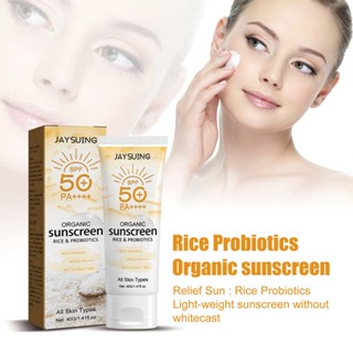 Jaysuing Spf50 Probiotic Rice Organic Sunscreen Isolation Uv Refreshing Lightweight Oil Control Facial Body Sunlock 40g Face Care