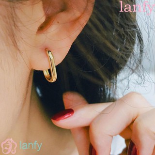 LANFY ต่างหูห่วงวงกลม มินิมอล เครื่องประดับ ปาร์ตี้ ผู้หญิง ผู้ชาย รูปตัว U คลิปหู