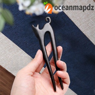 OCEANMAPDZ ที่คาดผม ไม้จันทน์ สีดํา สไตล์จีนโบราณ แฟชั่นฮั่นฝู สําหรับผู้หญิง