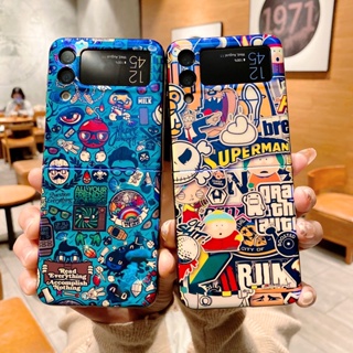 เคสโทรศัพท์มือถือ ลายกราฟฟิตี้ 3D สีฟ้า พรีเมี่ยม แฟชั่น สําหรับ Samsung Galaxy Z Flip 3 Z Flip 4 5G Galaxy Z Flip4