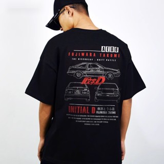 เสื้อยืดแขนสั้นลําลอง คอกลม พิมพ์ลายกราฟฟิค Initial D JDM Vibe AE86 3d สีขาว แฟชั่นฤดูร้อน