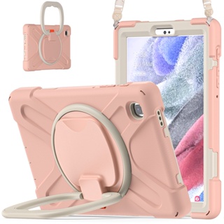 เคสมือถือ พร้อมแหวนหมุนได้ 360 องศา สําหรับ Samsung Galaxy Tab A7 Lite 8.7 นิ้ว 2021 T220 T225 | สายคล้องไหล่ และปากกา S-Pen สําหรับ Tab A7 Lite