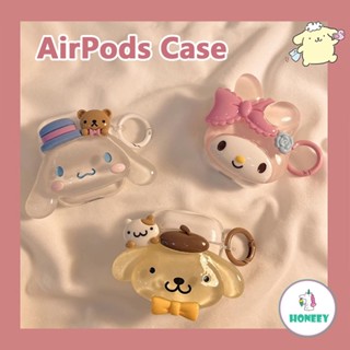 SANRIO เคสหูฟังเรืองแสง ลายตุ๊กตาซานริโอ้ 3D สําหรับ Apple AirPods 1 2 3 AirPods Pro 2