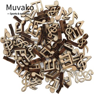 Muvako จี้ไม้เปล่า รูปตัวโน้ตดนตรี สําหรับตกแต่งการ์ด DIY