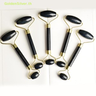 Goldensilver ลูกกลิ้งหินหยกธรรมชาติ สีดํา สําหรับนวดใบหน้า TH