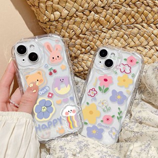 เคสโทรศัพท์มือถือ TPU ปิดด้านหลัง ลายดอกไม้ กระต่าย หมี น่ารัก สีพื้น สําหรับ Realme C2 C17 C3 C11 C15 C12 C25 C20 C21 C21Y C25Y C30 C30S C31 C33 C35 C55 C53 C51