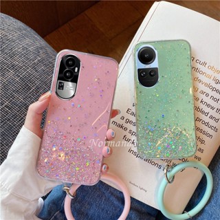 เคสโทรศัพท์มือถือ TPU นิ่ม แบบใส กันกระแทก ปิดด้านหลัง ประดับเลื่อมกลิตเตอร์ฟอยล์สีทอง แฟชั่น สําหรับ OPPO Reno10 Pro Reno 10 Pro+ Plus 5G 2023