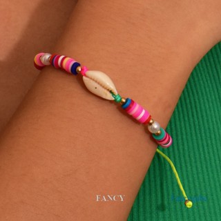 Fancy สร้อยข้อมือ ลูกปัดแก้ว เปลือกหอย สีขาว ขนาดเล็ก แฮนด์เมด เครื่องประดับแฟชั่น สําหรับผู้ชาย ผู้หญิง