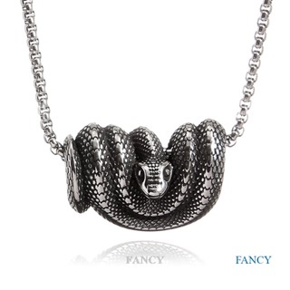 Fancy สร้อยคอ จี้งู ฝังเพทาย สีเงิน เครื่องประดับ สําหรับผู้ชายและผู้หญิง