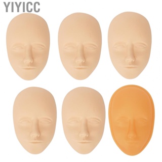 Yiyicc 5pcs Silicone Tattoo Practice Face 3D Microblading Cosmetic Training Fake Skins with Orange Skin Support Base Supplies