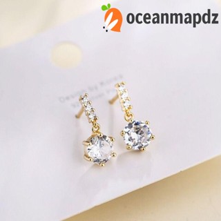 OCEANMAPDZ ต่างหูหยดน้ํา สีทอง หรูหรา ทรงกลม คลาสสิก สี่เหลี่ยม สไตล์เกาหลี