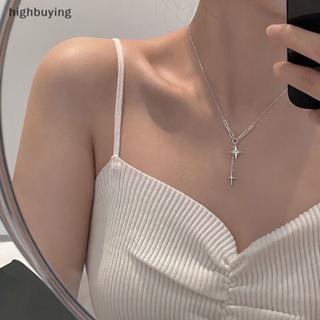 [highbuying] สร้อยคอโซ่เงิน จี้รูปดาวหกแฟรี่ ประดับเพทาย แบบไขว้ เรียบง่าย เครื่องประดับ สําหรับงานแต่งงาน ปาร์ตี้ ของขวัญ พร้อมส่ง