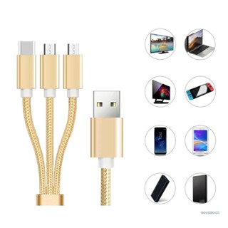 Lucky 3 in1 สายชาร์จ USB 2 0 USB-A ตัวผู้ เป็น Micro USB TypeC 2 ช่อง สําหรับอุปกรณ์ 3 ชิ้น