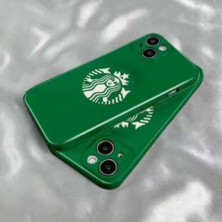 7 เคสโทรศัพท์มือถือ ลาย Starbucks น่ารัก สีเขียว สําหรับ Iphone 13 14pro 11 8p PBN3