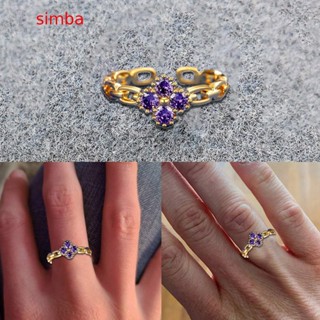 【Simba】แหวนแฟชั่น ประดับเพทาย สีม่วง สําหรับผู้หญิง