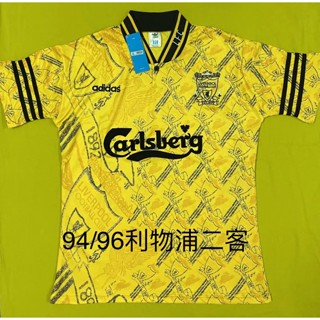 เสื้อกีฬาแขนสั้น ลายทีมชาติฟุตบอล Liverpool 3rd 94-96 สไตล์วินเทจ