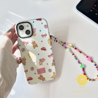 For เคสไอโฟน 14 Pro Max [Detachable Two-piece Sweet Bear Chain] เคส Phone Case For iPhone 14 Pro Max Plus 13 12 11 For เคสไอโฟน11 Ins Korean Style Retro Classic Couple Shockproof Protective TPU Cover Shell