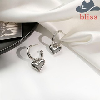 BLISS ต่างหูห่วง รูปหัวใจ สีทอง สีเงิน เครื่องประดับ สําหรับผู้หญิง