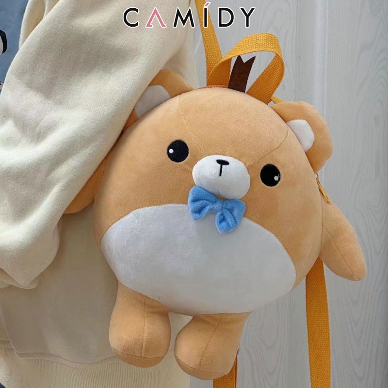 Camidy กระเป๋านักเรียน Zizai Teddy Bear ลายการ์ตูนน่ารัก ตุ๊กตาหัวใจ กระเป๋าเป้สไตล์ญี่ปุ่น ฮ่องกง เวอร์ชั่นเกาหลี
