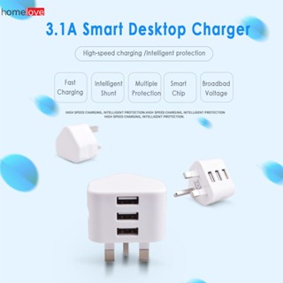 Uk Wall Plug Power 3-pin Plug Adapter Charger with 3 Usb Ports For Mobile Phone Tablets 3 Pin Plug Adapter Charger Power homelove ซื้อทันที เพิ่มลงในรถเข็น