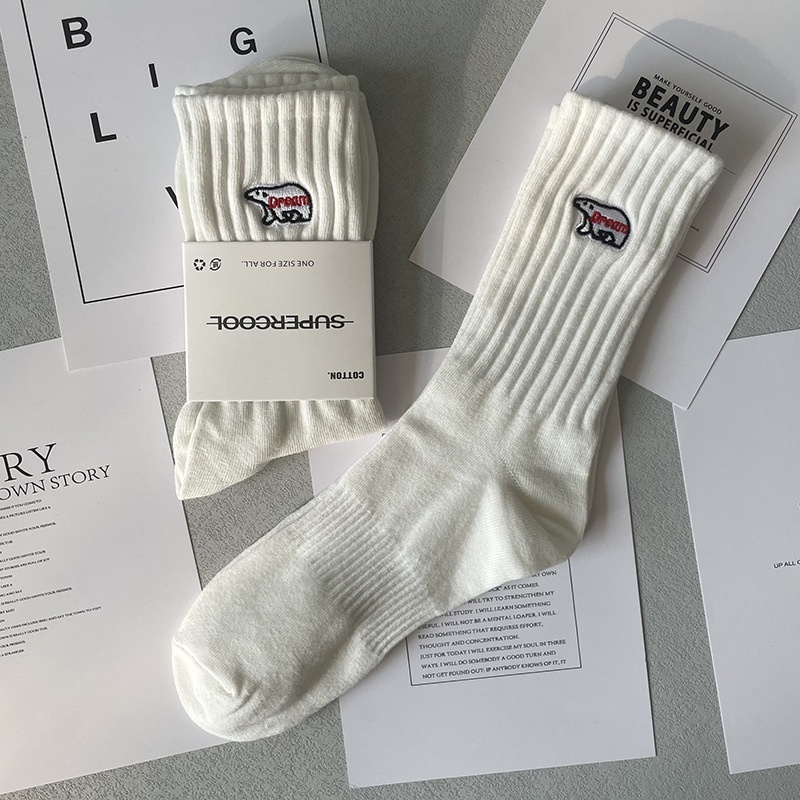 ถุงเท้า ผ้าฝ้าย ดูดซับเหงื่อ ระงับกลิ่น ปักลาย สําหรับผู้ชาย และผู้หญิง และนักเรียน - รูปที่ 4