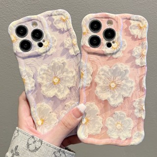 เคสโทรศัพท์มือถือ ลายภาพวาดสีน้ํามัน รูปดอกไม้ สีขาว สําหรับ Apple Iphone 14promax 13 11 12pro