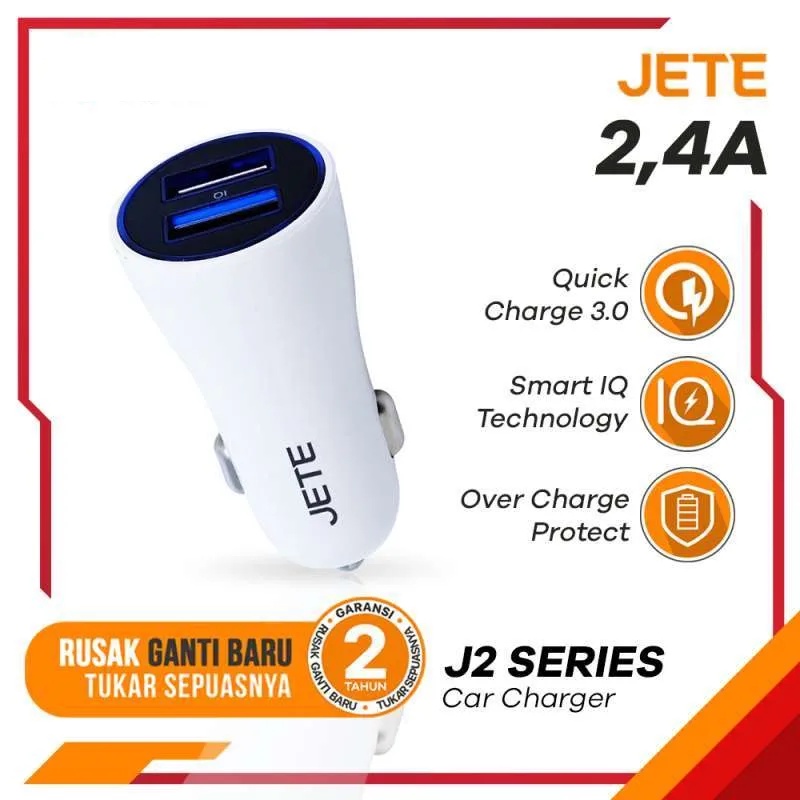 JETE Car Charge 2 Slot USB 2.4 Ampere Car Charger