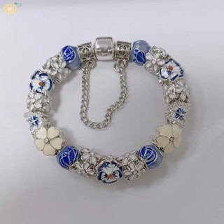 【VARSTR】Silver Plated Crystal Heart Charm Beaded Bracelet for Womens Jewelry Collection