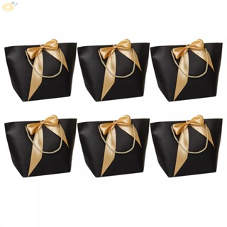 【VARSTR】Gift Bags Black Paper Gift Bags Party Bags Portable Cardboard Material