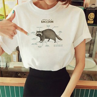 เสื้อยืด พิมพ์ลายมังงะ Racoon สไตล์ญี่ปุ่น สําหรับผู้หญิง y2k