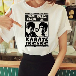 เสื้อยืด พิมพ์ลายกราฟฟิค Bruce Lee สไตล์ญี่ปุ่น สําหรับผู้หญิง