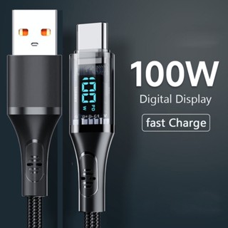 สายเคเบิลชาร์จ หน้าจอดิจิทัล 7A 100W Type C เป็น Type C 6A 66W USB เป็น Type C สําหรับ HUAWEI Xiaomi Macbook iPad