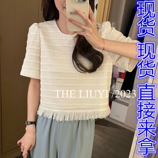 เสื้อยืดแขนสั้น แต่งพู่ สไตล์เกาหลี แฟชั่นฤดูร้อน สําหรับผู้หญิง