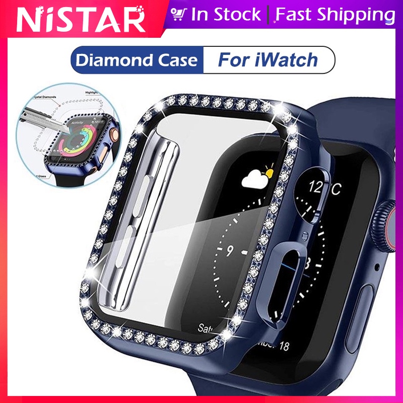 เคสนาฬิกาข้อมือ ประดับเพชร อุปกรณ์เสริม สําหรับ Apple watch Cover Series 8 7 41 มม. 45 มม. SE 6 5 4 3 8 7 40 มม. 44 มม. – โปรปัง