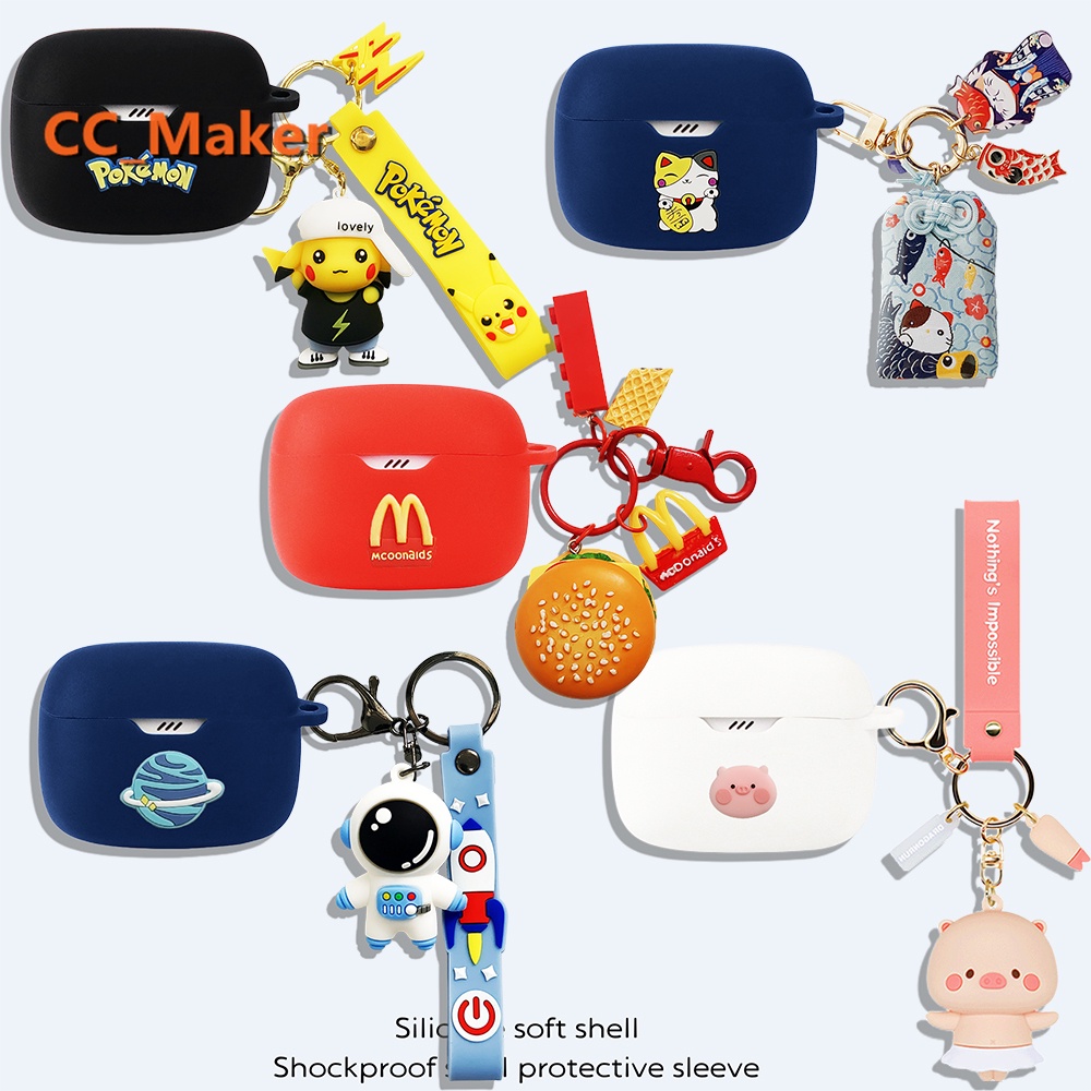 For JBL TUNE Beam Case Cartoon Burger Keychain Pendant Cute Piggy Plush Cinderella JBL TUNE Beam Silicone Soft Case Creative Astronaut Lucky Cat Pendant JBL TUNE Buds / JBL T230NC