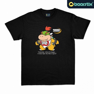 เสื้อยืดแขนสั้นคอกลมเสื้อยืด พิมพ์ลายภาพยนตร์ The Super Mario Bros Shinzo Kaos Bowser Junior สําหรับผู้ชายCotton 100%  [